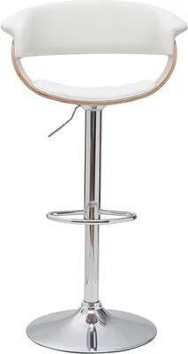 Produktbild von Miliboo - Designer-Barhocker höhenverstellbar weiß und helles Holz OKTAV