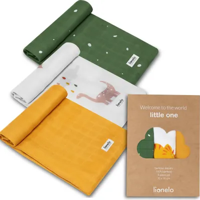 Produktbild von LIONELO bambusová sada 3 kusy přírodní bambusová zavinovačka 70x70, od prvního dne života, antibakteriální, protiplísňová, hypoalergenní