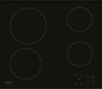 Image de Table de cuisson vitrocéramique HOTPOINT HR631C, 4 foyers, 60 cm, Noir