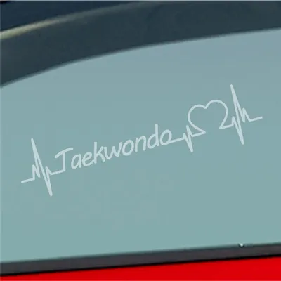 Produktbild von Auto Aufkleber Taekwondo Herzschlag Kampfkunst Korea Sport Liebe 19x5 cm Milchglas Sticker Heckscheibenaufkleber