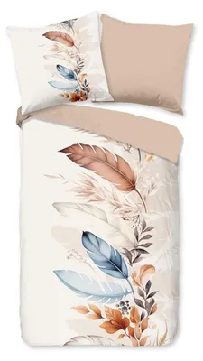 Produktbild von good morning Renforcé Bettwäsche - Mirra - Federn, beige 155 x 220 cm Federn, blau, braun