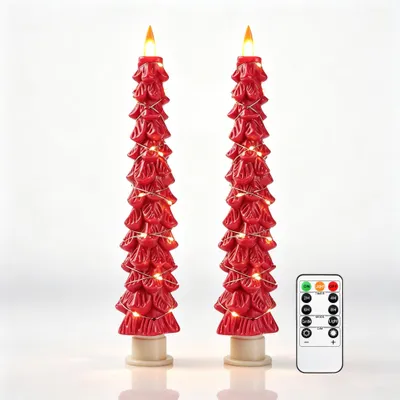 LED Flammenlose Kerzenlichter, 3er-Set, Rot, mit Fernbedienung