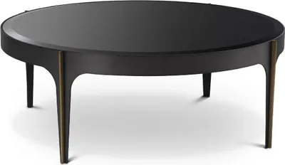 Produktbild von Casa Padrino Luxus Couchtisch Bronze / Messing / Schwarz Ø 94 x H. 34,5 cm - Runder Edelstahl Wohnzimmertisch mit Glasplatte - Luxus Wohnzimmer Möbel