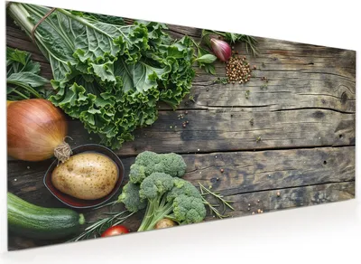 Produktbild von Küchenrückwand Spritzschutz Glas mit Motiv Frisches Gemüse 40 x 40 cm