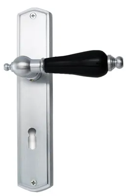 Produktbild von Oscar R39 Ghidini Türgriff-Langschild-Garnitur M18 mattchrom Handhabe schwarz (Ausführung: Drücker/Drücker, Lochung: BB, Entfernung: 72mm, Oberfläche: mattchrom (M18)) Ausführung: Drücker/Drücker Lochung: BB Entfernung: 72mm Oberfläche: mattchrom (M18)