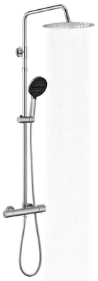 Produktbild von Duschsystem mit Thermostat Chrom 300 mm Regendusche rund Ø30cm
