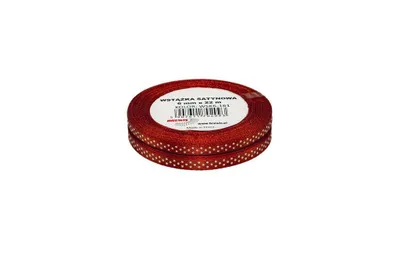 Zdjęcie produktu dla Wstążka satynowa w kropki czerwona 6 mm x 22 m 2 sztuki