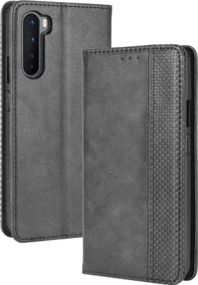 Produktbild von OnePlus Nord Hülle - Coverup Vintage Style Klapphülle - Schwarz