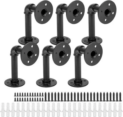 Productafbeelding van Ibenzoa® Industriële wandplankhouder van robuust metaal, zwart, 150 x 100 mm – Zware belasting hoekbeugel voor wand- en hoekmontage, inclusief 6 roestvrijstalen schroeven, geschikt voor binnen- en buiten gebruik