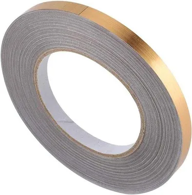 Obrázek produktu pro Voděodolné samolepící podlahové nálepky pro výzdobu koupelny – samolepící – 2 role – bezešvé – pro domácí použití – zlaté – 0,5 cm × 50 m