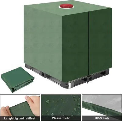 Produktbild von Faziango IBC Container Abdeckung für 1000L Wassertank, robuste IBC Container Abdeckplane aus 210D Oxford, UV-Schutz, staubdicht, Outdoor Schutzhaube, Grün