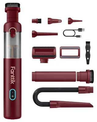 Obrázok produktu pre Bezdrôtový mini vysávač 4 v 1, ručný vysávač, 19000 Pa, nabíjanie cez USB-C, HEPA filter, 10 príslušenstiev