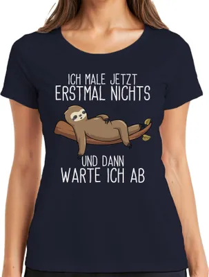 Obrázok produktu pre Zatiaľ nič nemaľujem Sloth Saying Lazybones Darčekové dámske tričko, Navy, XL