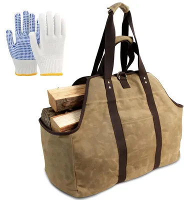 Produktbild von Kaminholzkorb Groß 60x30x50cm mit Handschuhen