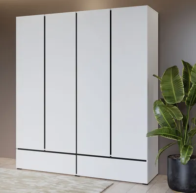 Obrázek produktu pro Čtyřdvéřová šatní skříň 180 cm GLENROSE - bílá / černá