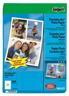 Produktbild von SIGEL IP712 Inkjet Fotopapier Everyday, hochglänzend, 200 g/m², A4, 100 Blatt