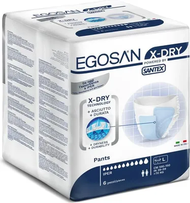 Image de Egosan Pants X-Dry Large - 12 paquets de 6 protections