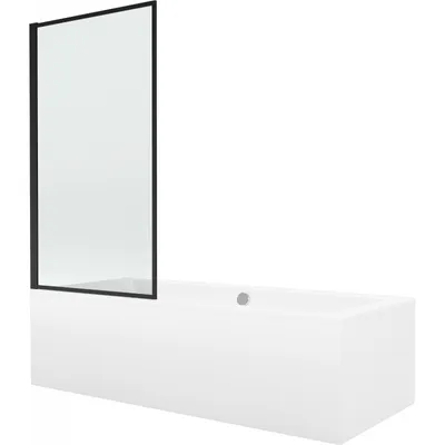 Obrázek produktu pro Mexen Cube obdélníková vana 180 x 80 cm s pláštěm 1-křídlovou zástěnou 70 cm, Černý vzor - 550518080X9307017070