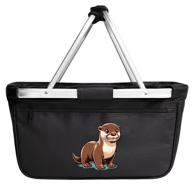 Produktbild von Huuraa Einkaufskorb Otter Comic 20 Liter Black faltbarer Tragekorb Geschenkidee