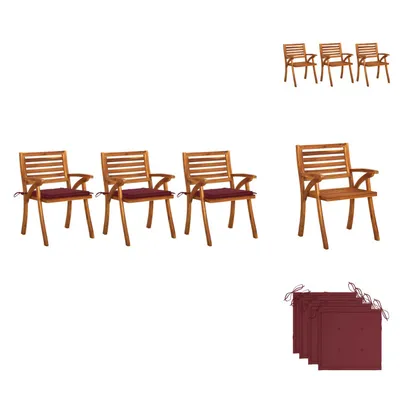 Immagine prodotto di vidaXL Sedie da pranzo da giardino con cuscini 3 pz. Legno massiccio di acacia - sedie da giardino