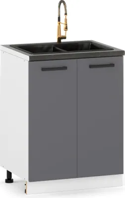 Zdjęcie produktu dla ULWEHOME Szafka kuchenna dolna stojąca 60 cm 2 fronty pod zlew Antracyt | Meble kuchenne system EKO