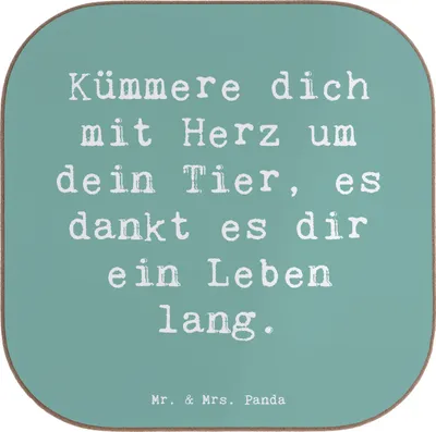 Produktbild von Mr. & Mrs. Panda Untersetzer für Gläser Spruch Haustiere pflegen - Meeresbrise - Geschenk, Coaster, Tierfreunde, Zuversicht, Tischuntersetzer, Dankbarkeit von Tieren