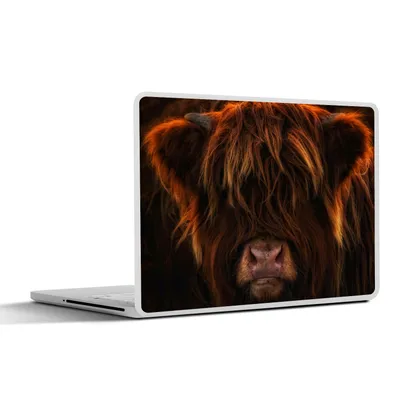 Produktbild von MuchoWow® Laptop Aufkleber Sticker Cover Schottischer Highlander - Kuh - Schwarz - Porträt 40x30 cm - Laptop Dekoration - Selbstklebend