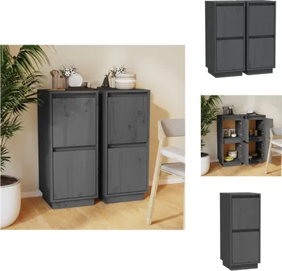 Produktbild von vidaXL Sideboards 2 Stk. Grau 31,5x34x75 cm Massivholz Kiefer -  Sideboards