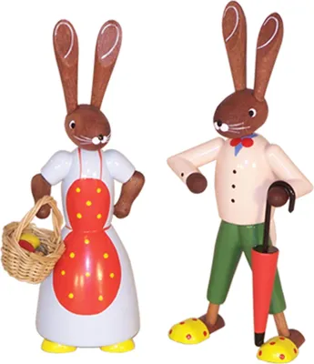 Produktbild von Osterdekoration Osterhasenpaar bunt Höhe 12,5cm NEU