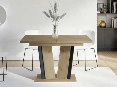 Produktbild von MIRJAN24 Ausziehbarer Tisch Doha II, Esszimmer Esstich, Rechteck, 120-160 cm (Farbe: Artisan / Schwarz)