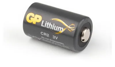 A single GP Lithium CR2 3V battery is shown on a white background.