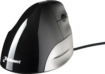 Produktbild von BakkerElkhuizen Evoluent Standard, rechts, Vertikale Ausführung, Optisch, USB Typ-A, 1500 DPI, Schwarz, Grau, Silber