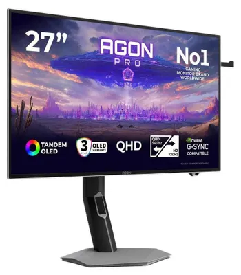 Obrázek produktu pro AOC AGON PRO AGP277QKDC, 67,3 cm (26.5"), 2560 x 1440 px, Quad HD, OLED, 0,03 ms, Šedá