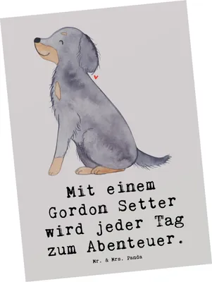 Produktbild von Mr. & Mrs. Panda Postkarte Gordon Setter Abenteuer - Grau Pastell - Geschenk, Hunderassen Pflege, Postkarten, Spaß, Hunderasse, Ansichtskarte, Beschreibung, Fotokarte
