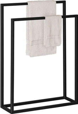 Immagine prodotto di Robusto portasciugamani a 2 bracci nero largo 40 cm - non richiede montaggio - Appendiabiti