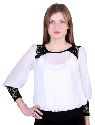 Produktbild von Weiße, schimmernde Bluse mit Spitze John Zack L