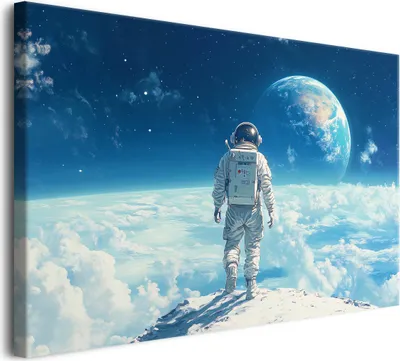 Zdjęcie produktu dla Nowoczesny Obraz na płótnie do salonu Astronauta w Kosmosie Chmury Niebo