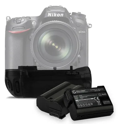 Immagine prodotto di Battery grip CELLONIC Impugnatura compatibile con MB-D15 + batterie MB-D15 per Nikon D7100, D7200 Portabatterie grip multifunzione fotografia verticale