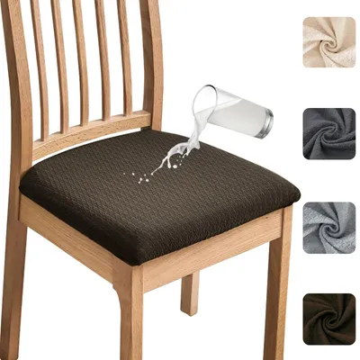 Stuhlbezüge 4er Set, wasserdicht, Stretch-Jacquard, braun