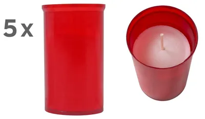 Produktbild von 5x Grabkerze rot Tagebrenner Grablicht Trauerkerze Grableuchte Grabschmuck