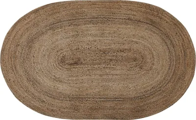 Produktbild von BELIANI Teppich Beige Jute Oval 100 x 150 cm Handgewebt Boho Kurzhaar Kurzflor für Fußbodenheizung Esszimmer Wohnzimmer Schlafzimmer Ausstattung