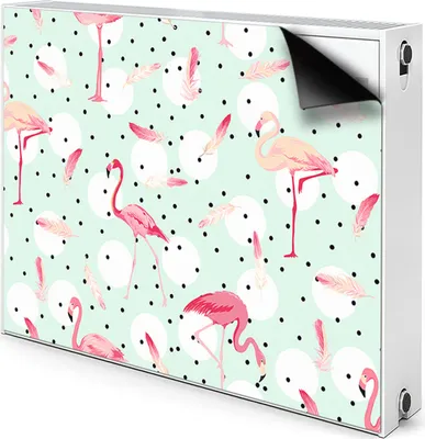 Produktbild von Magnet Heizkörper Heizkörper-Abdeckung Heizkörperabdeckung 110x60 cm  - Flamingos und Punkte