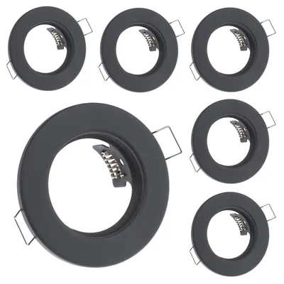 Produktbild von LUMILED 6x Einbaustrahler feste flach Spots für LED oder Halogen Einbauleuchten Einbaurahmen rund stahl Einbauspots Downlight Graphit