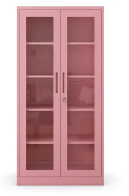 Vitrinekast 185x90x40 cm, 4 Böden, abschließbar, pulverrosa