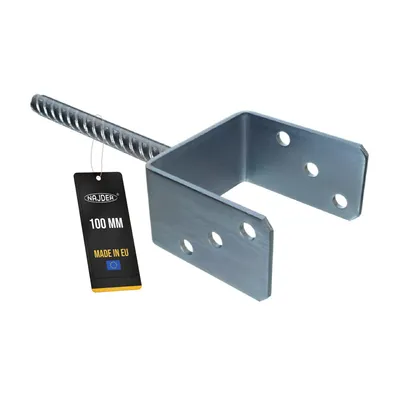 Produktbild von NAJDER Pfostenträger U-Form mit Betonanker Sockel 100 mm Dicker Stahl 4 mm, verzinkt (100 mm)