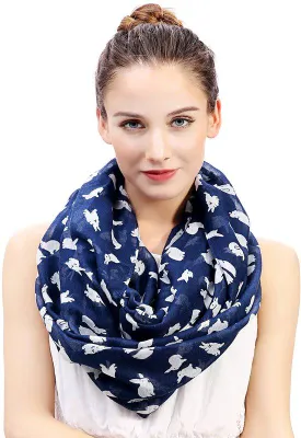 Produktbild von Unyqoos® Damen-Loopschal mit niedlichem Hasenprint, weich & leicht, atmungsaktiv, 90 x 180 cm – vielseitiger Loop für Alltag & Freizeit