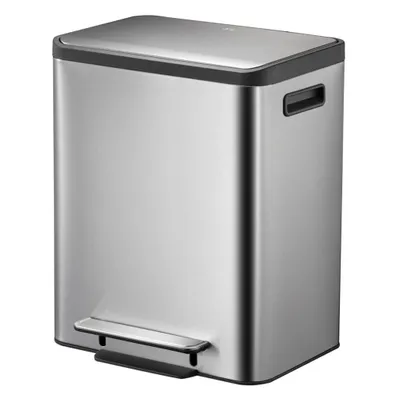 Obrázek produktu pro EKO - EcoCasa Recycler pedálový koš 15+15 litrů - nerezová ocel Plast - matná nerezová ocel