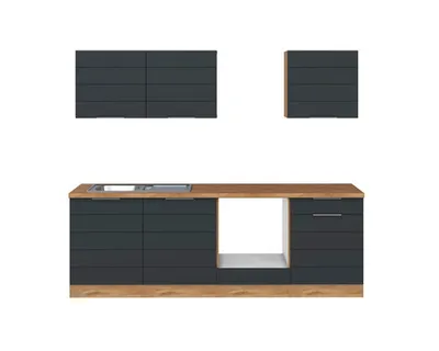 Produktbild von Held Möbel Küchenzeile ohne Geräte Florenz 240 cm grau matt zerlegt Variante reversibel 1100.6293