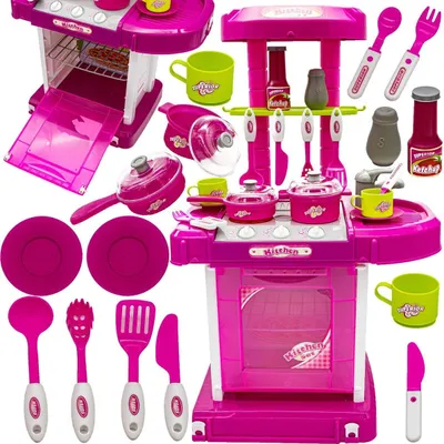 Produktbild von Rosa Küche mit Backofen, Lichtern, Geräuschen und Zubehör