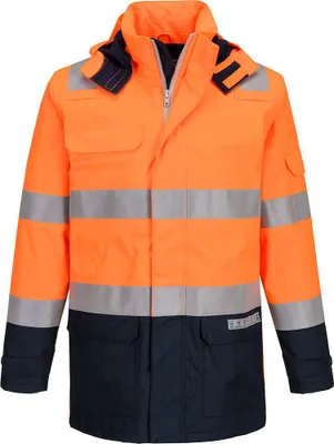 Image de Veste De Pluie Bizflame Hv - Taille Xxxl - Orange/marine - Portwest